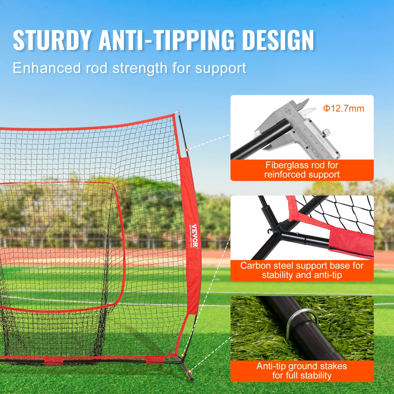 7x7ft Standard Baseball & Softball Training Net Set