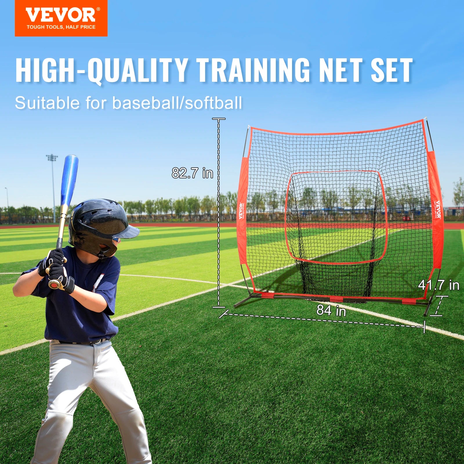 7x7ft Standard Baseball & Softball Training Net Set
